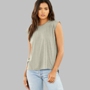 Fast Fashion 8804 WOMEN'S FLOWY MUSCLE TEE WITH ROLLED CUFF